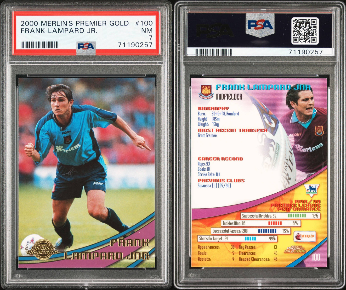 2000 Merlin’s Premier Gold Frank Lampard Jr PSA 7