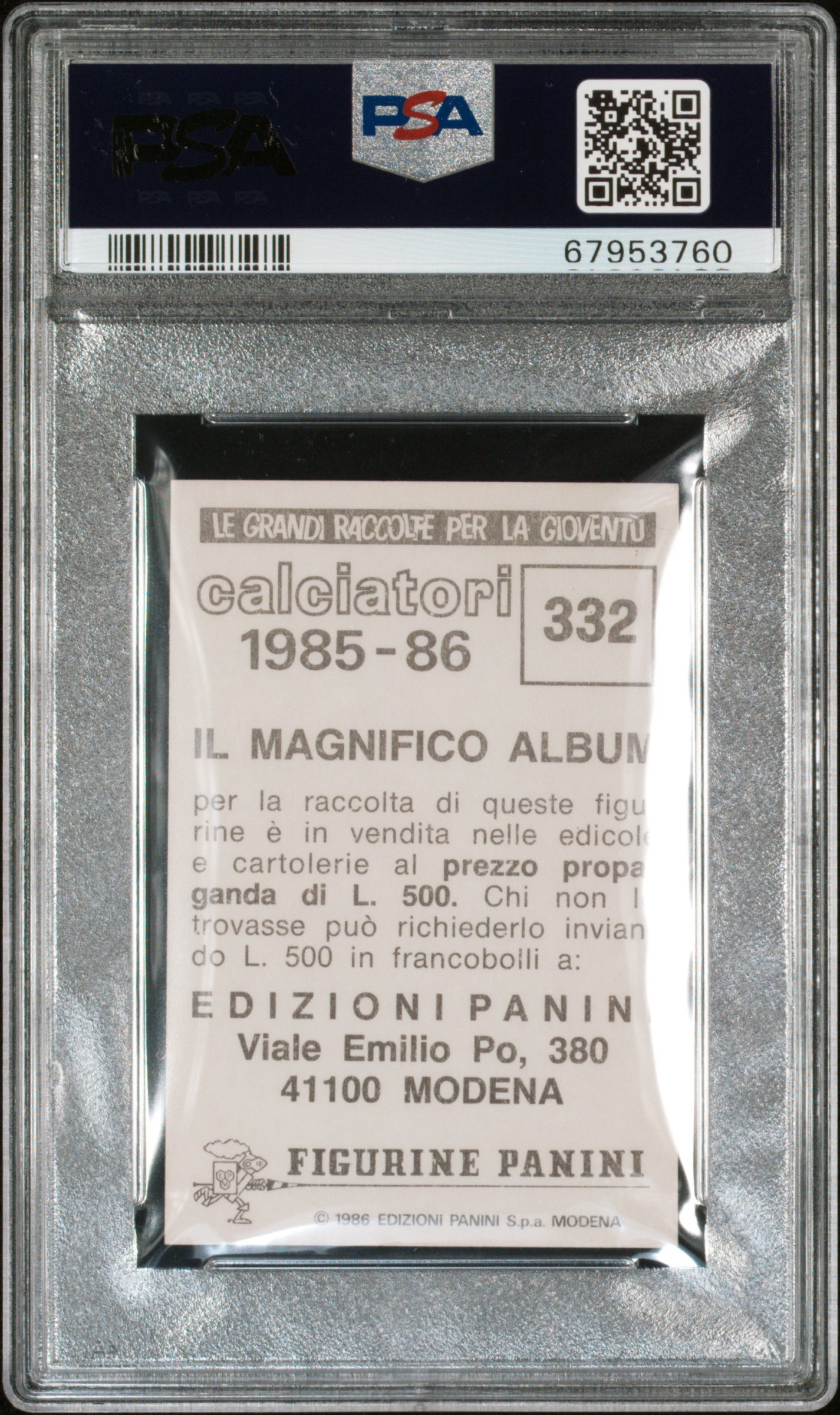 1985 - 86 Panini Calciatori Diego A. Maradona PSA 4