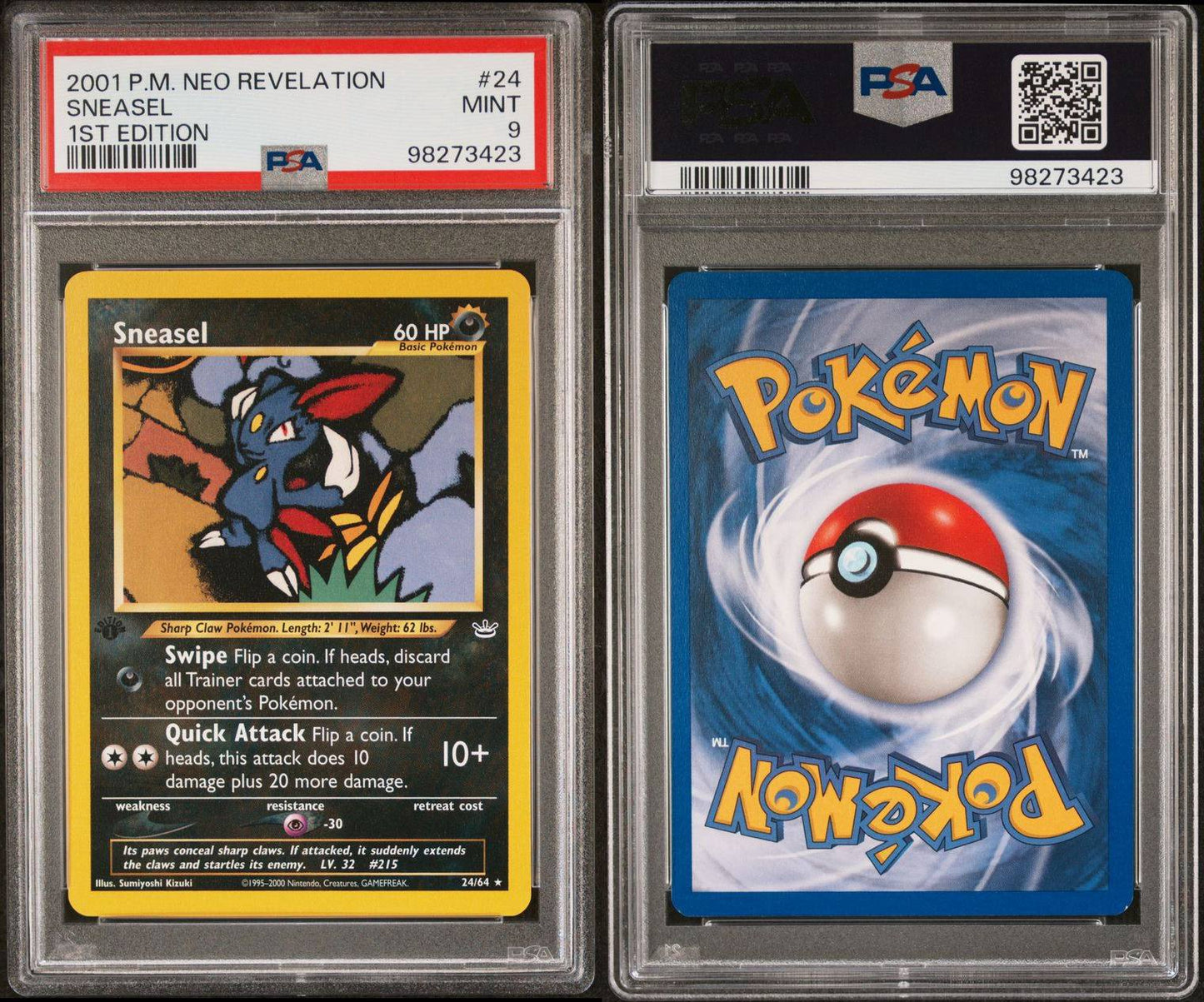 2001 Neo Revelation Sneasel 1st ed PSA 9
