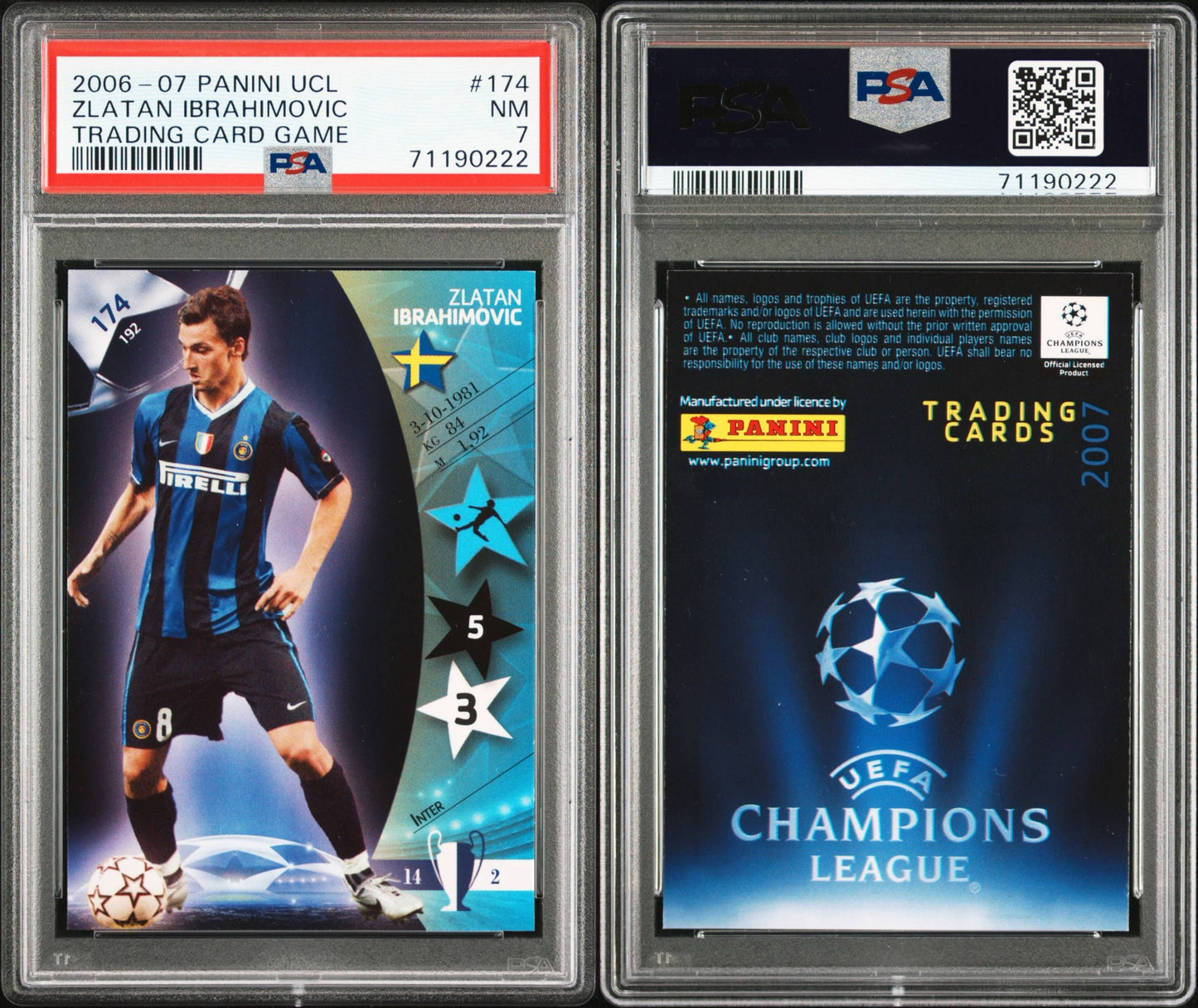 2006 Panini UCL Zlatan Ibrahimovic PSA 7