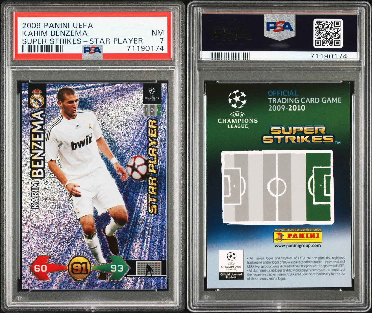 2009 Panini UEFA Karim Benzema Super Strikers - Star Player PSA 7