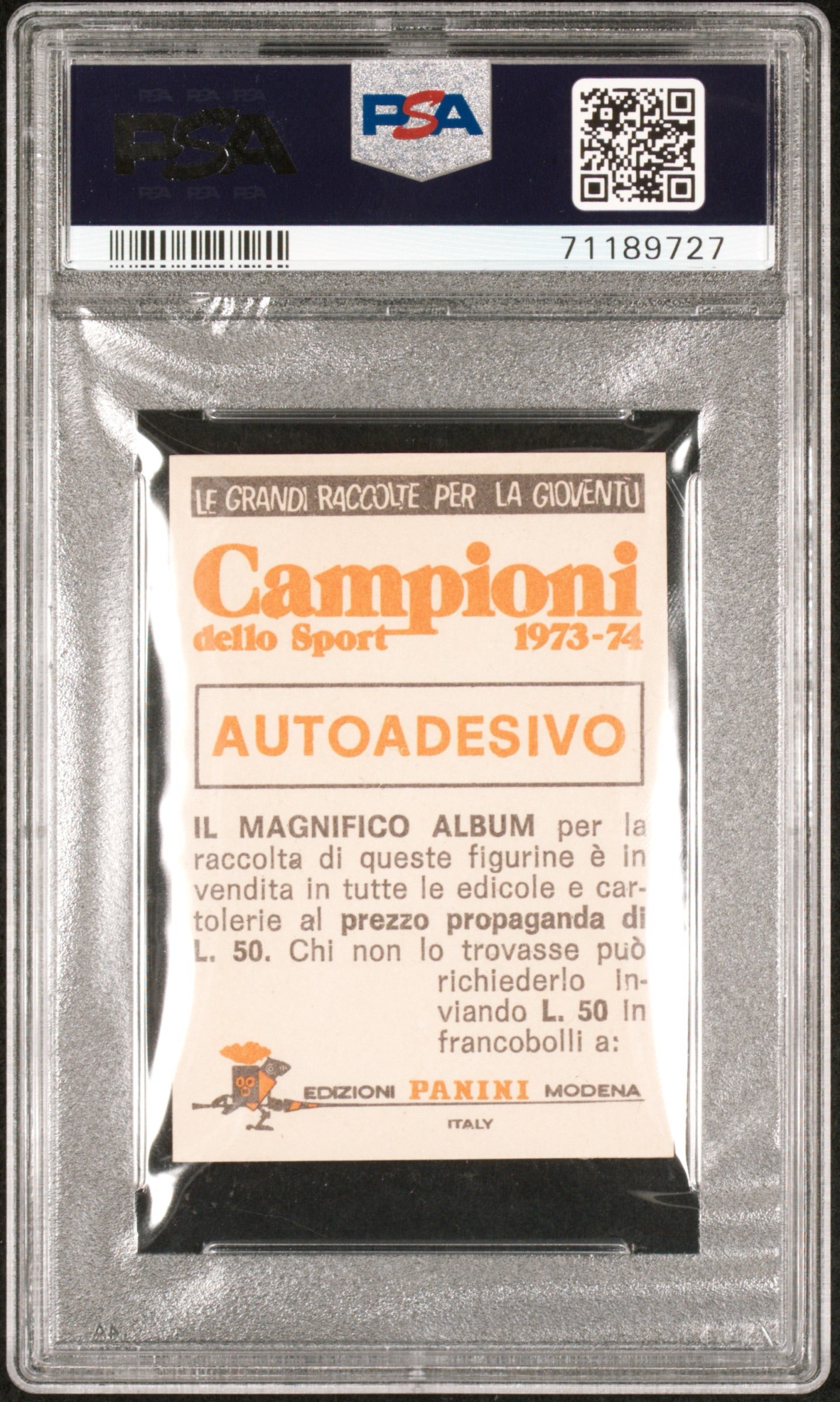 1973 - 74 Panini Johan Cruyff Campioni Dello Sport PSA 3
