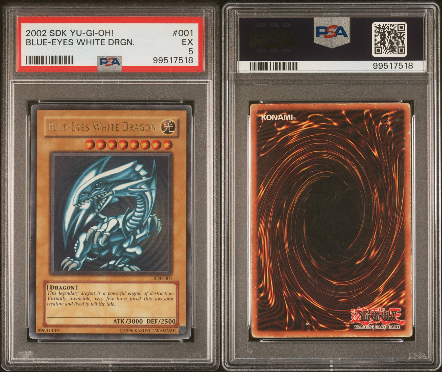 2002 Kaiba starter deck Blue Eyes White Dragon #SDK001 PSA 5