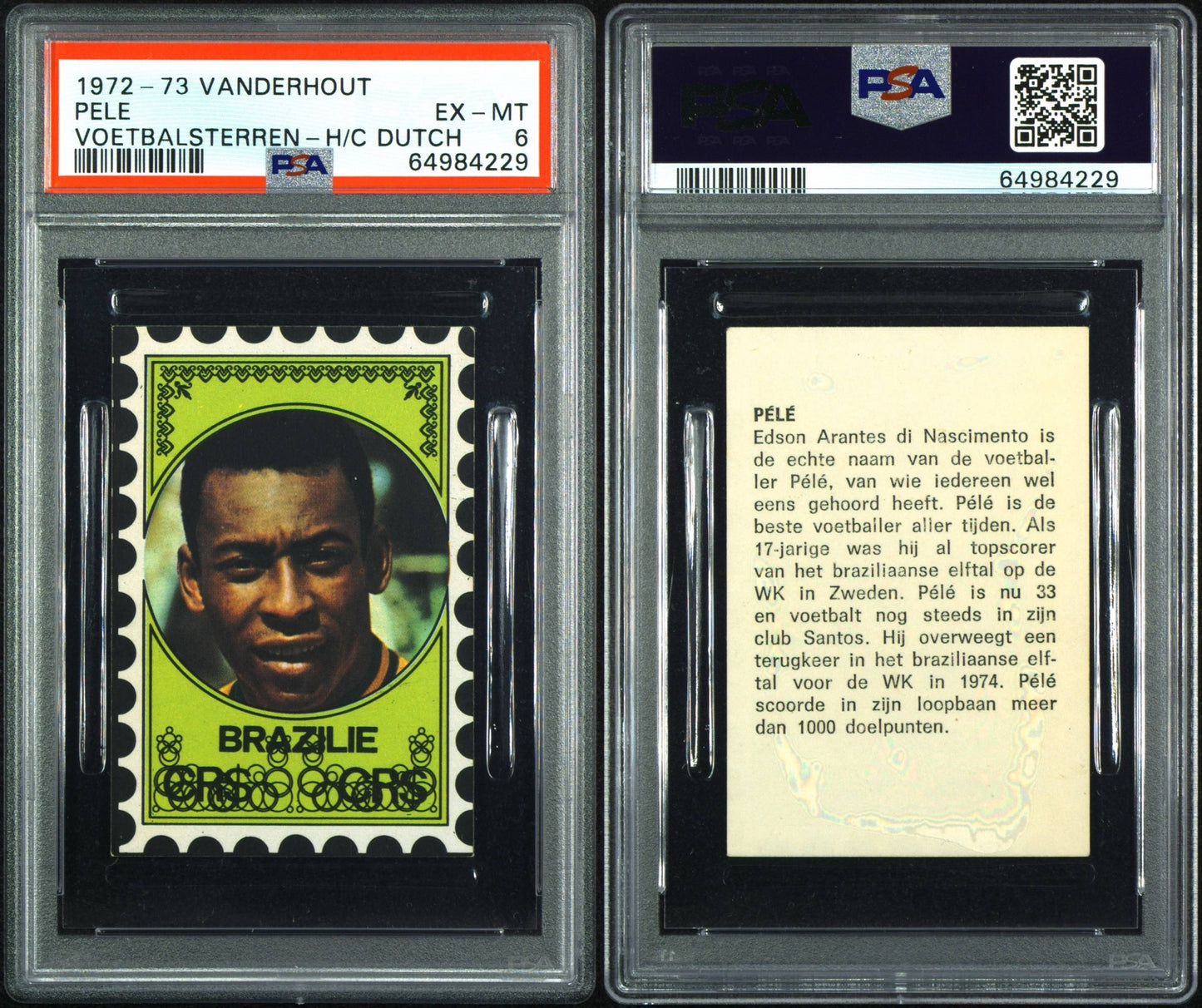 1972 - 73 Pele Vanderhout Pele Voetbalsterren PSA 6
