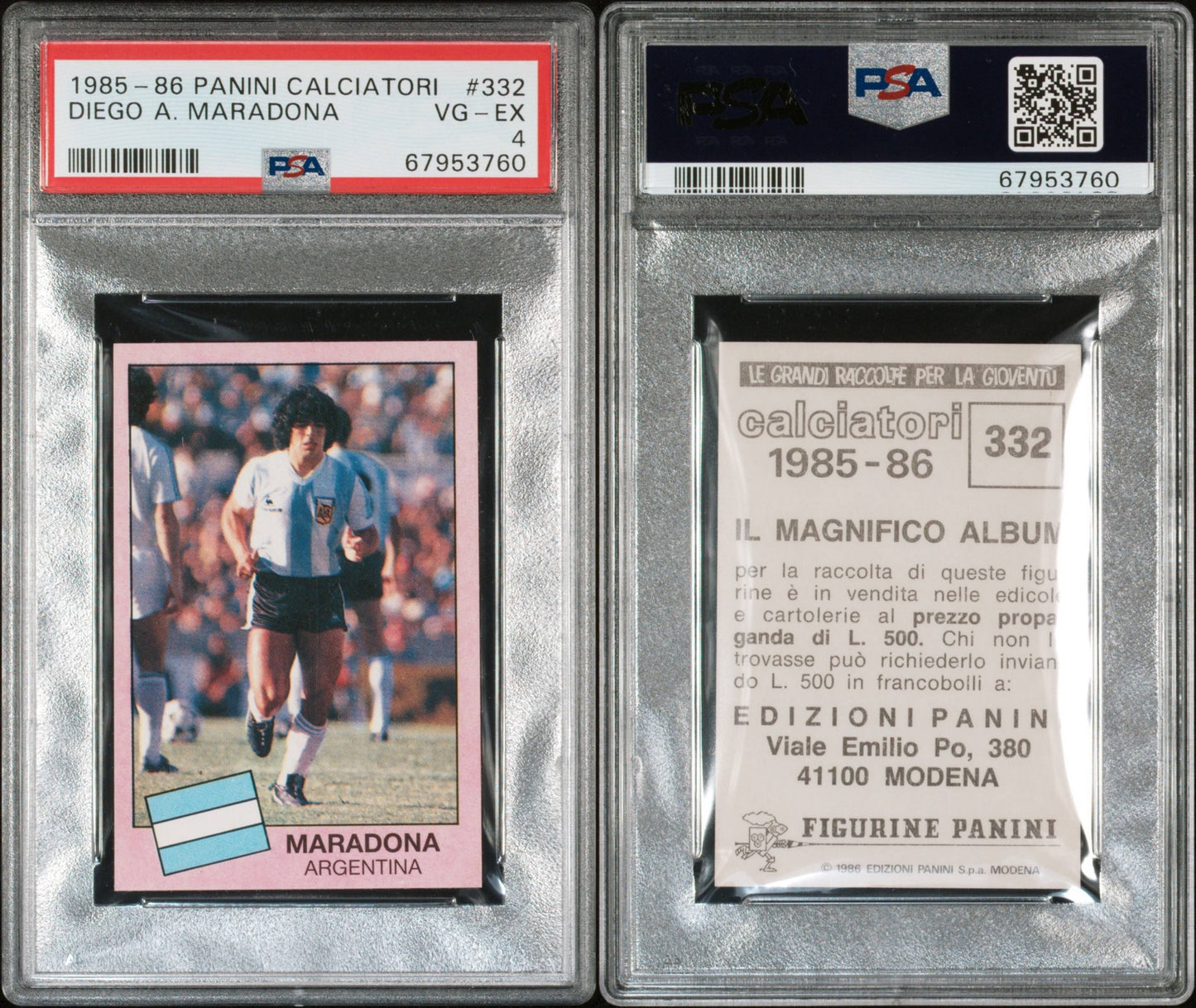 1985 - 86 Panini Calciatori Diego A. Maradona PSA 4