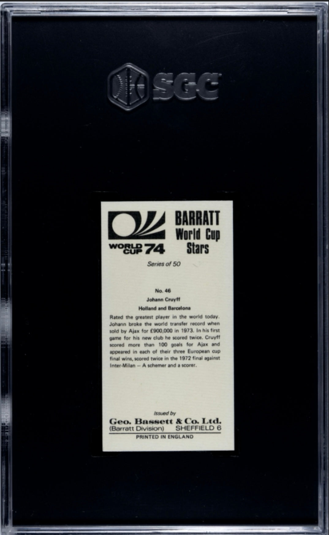 1974 Johan Cruyff Barrat World Cup Stars SGC 8.5