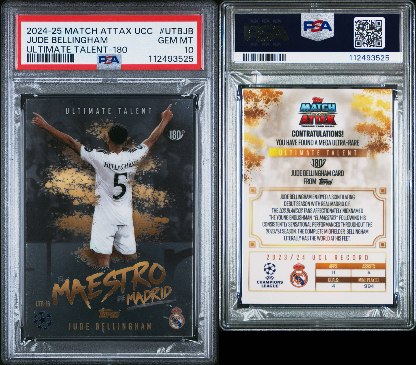2024-25 Topps Match Attax Jude Belingham Ultimate Talent PSA 10