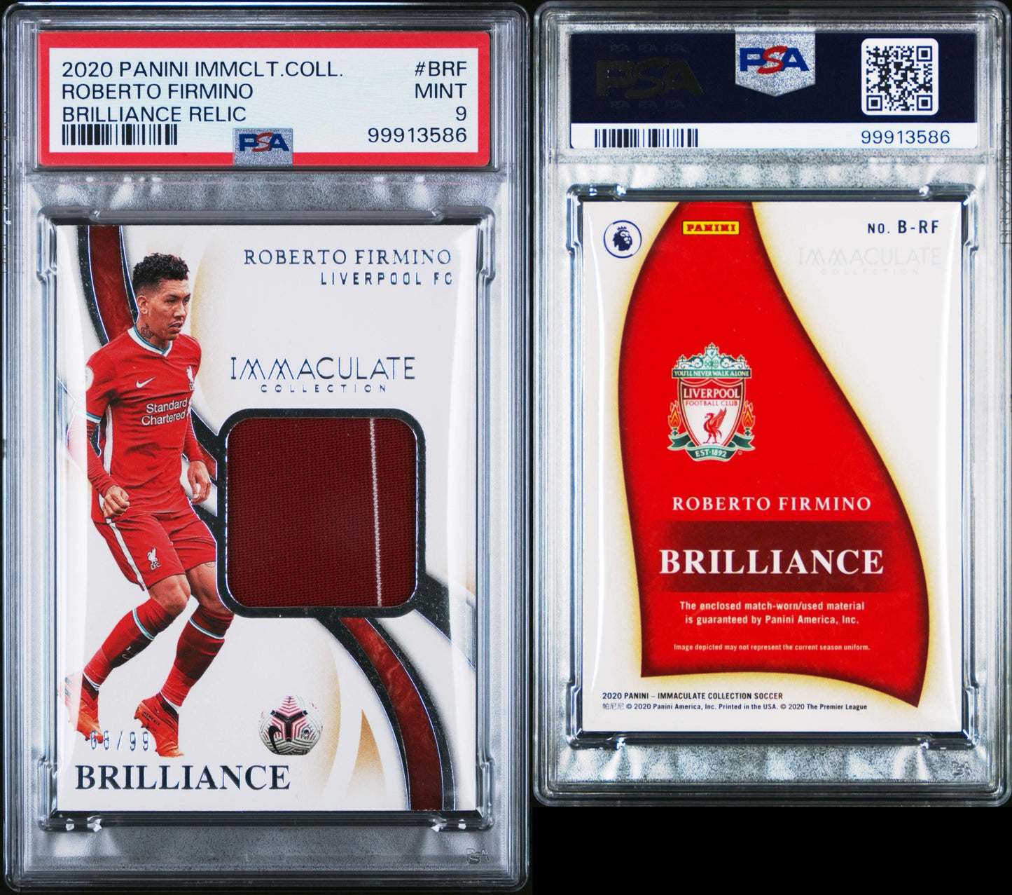 2020 Panini Immaculate Roberto Firmino Brilliance Relic /99 patch PSA 9