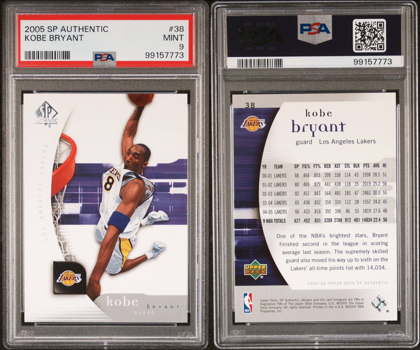 2005 SP Authentic Kobe Bryant PSA 9