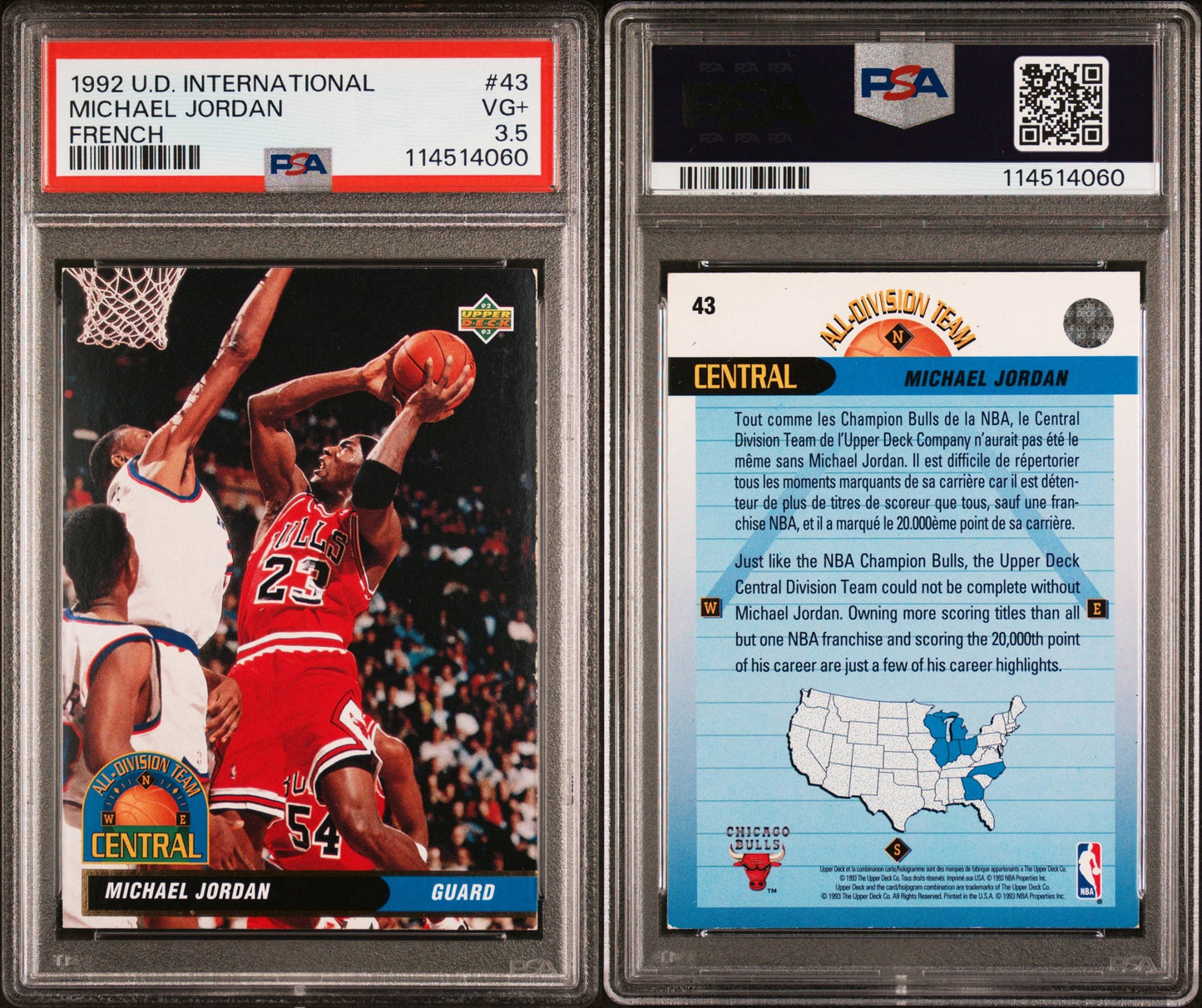 1992 U.D. International Michael Jordan FRENCH PSA 3.5