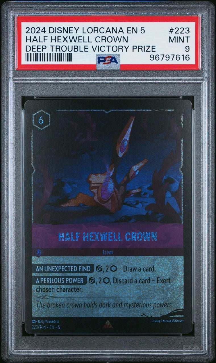 2024 Disney Lorcana EN5 Half Hexwell Crown Deep Trouble Victory Prize PSA 9