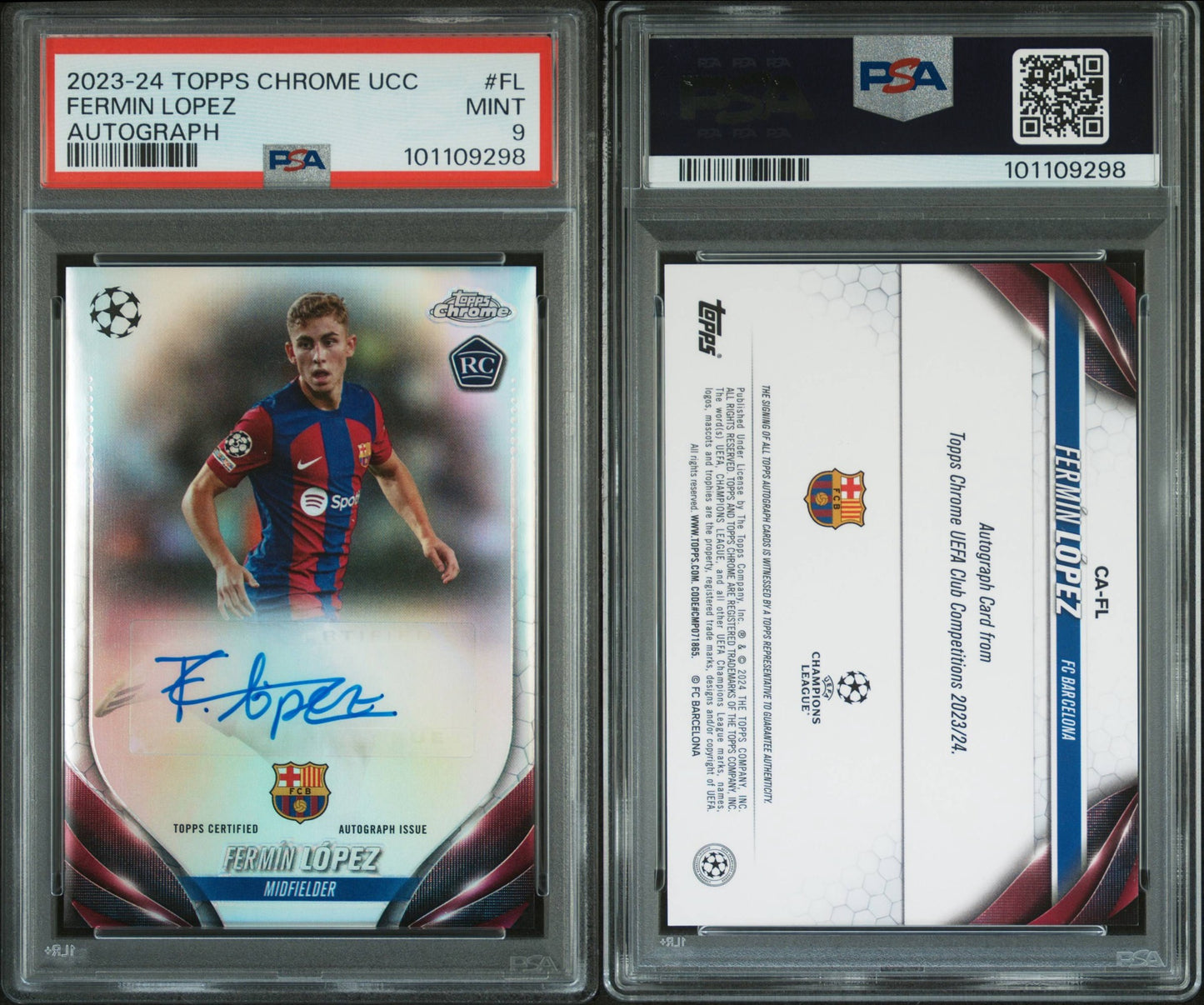 2023-24 Topps Chrome UCC Fermin Lopez AUTO PSA 9