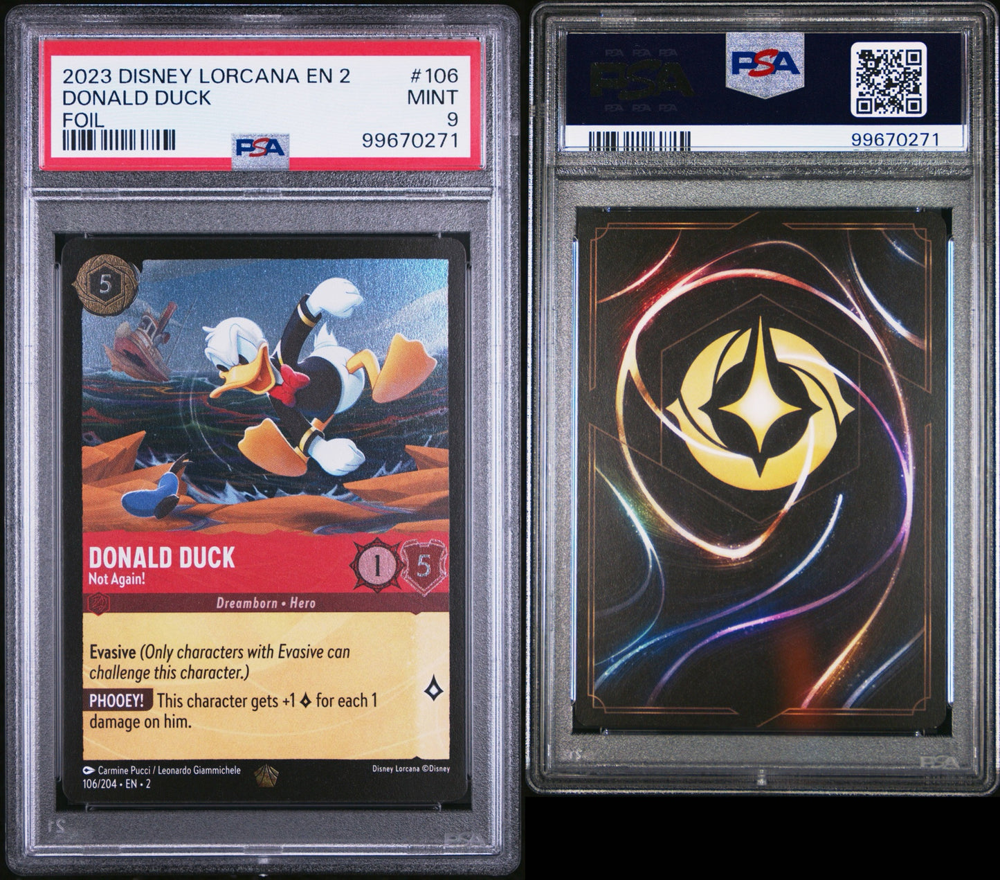 2023 Disney Lorcana EN 2 Donald Duck Foil PSA 9
