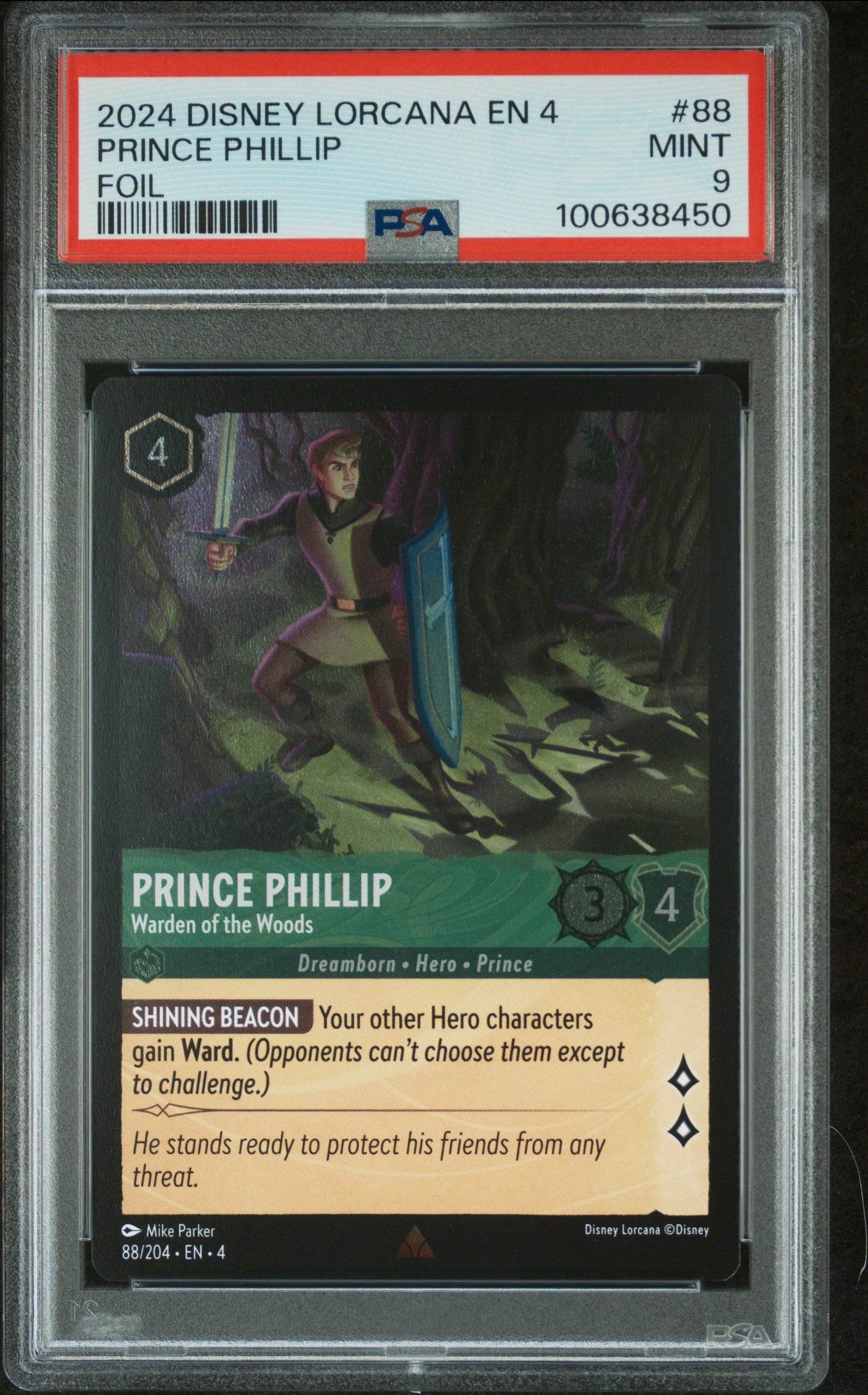 2024 Disney Lorcana EN4 Prince Phillip FOIL PSA 9