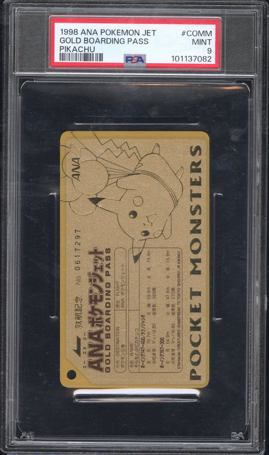 1998 Ana Pokemon Jet GOLD BOARDING PASS PIKACHU PSA 8