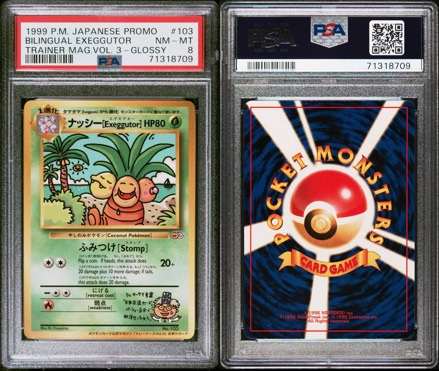 1999 Bilingual Exeggutor GLOSSY PSA 8