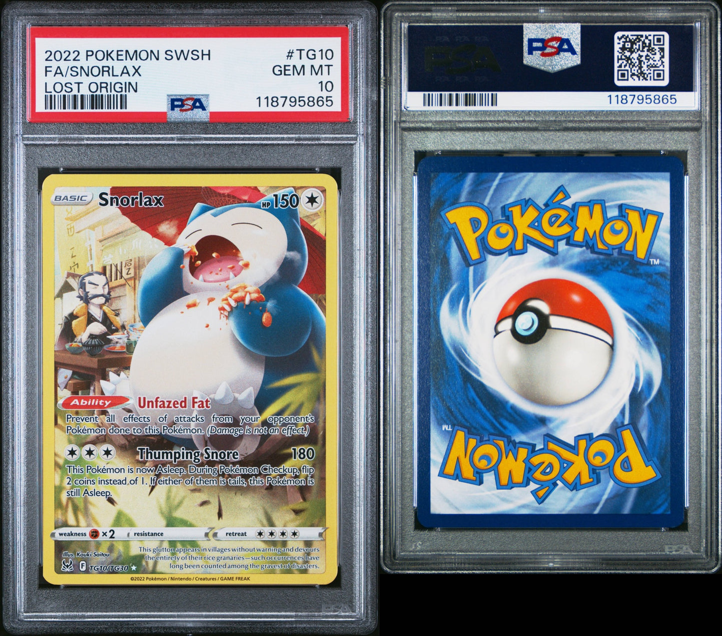 2022 Pokemon SWSW Snorlax Lost Origin PSA 10