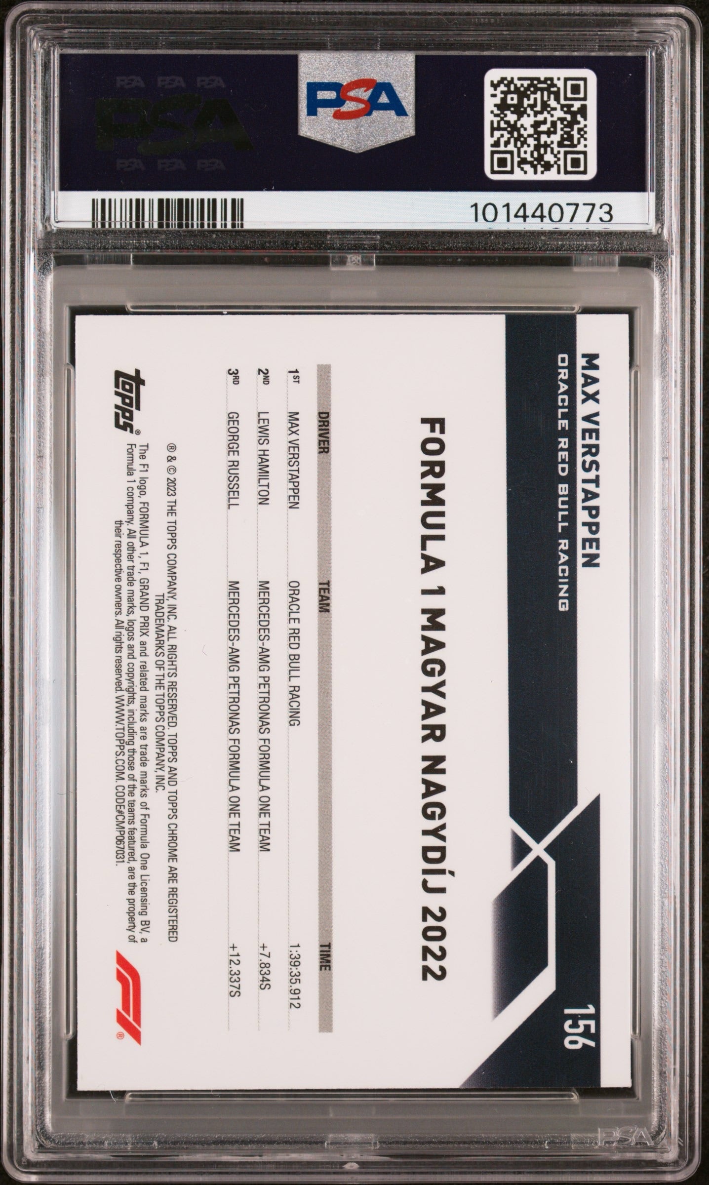 2023 Max Verstappen Aqua Wave Refractor PSA 9