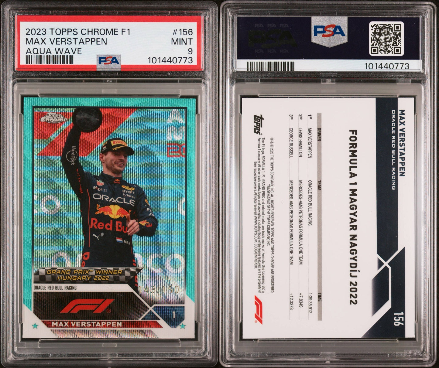 2023 Max Verstappen Aqua Wave Refractor PSA 9