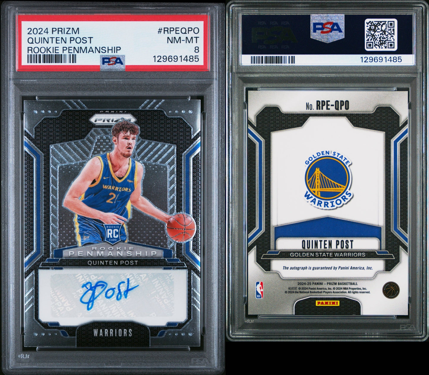 2024 Prizm Quitin Post AUTO Rookie Penmanship PSA 8