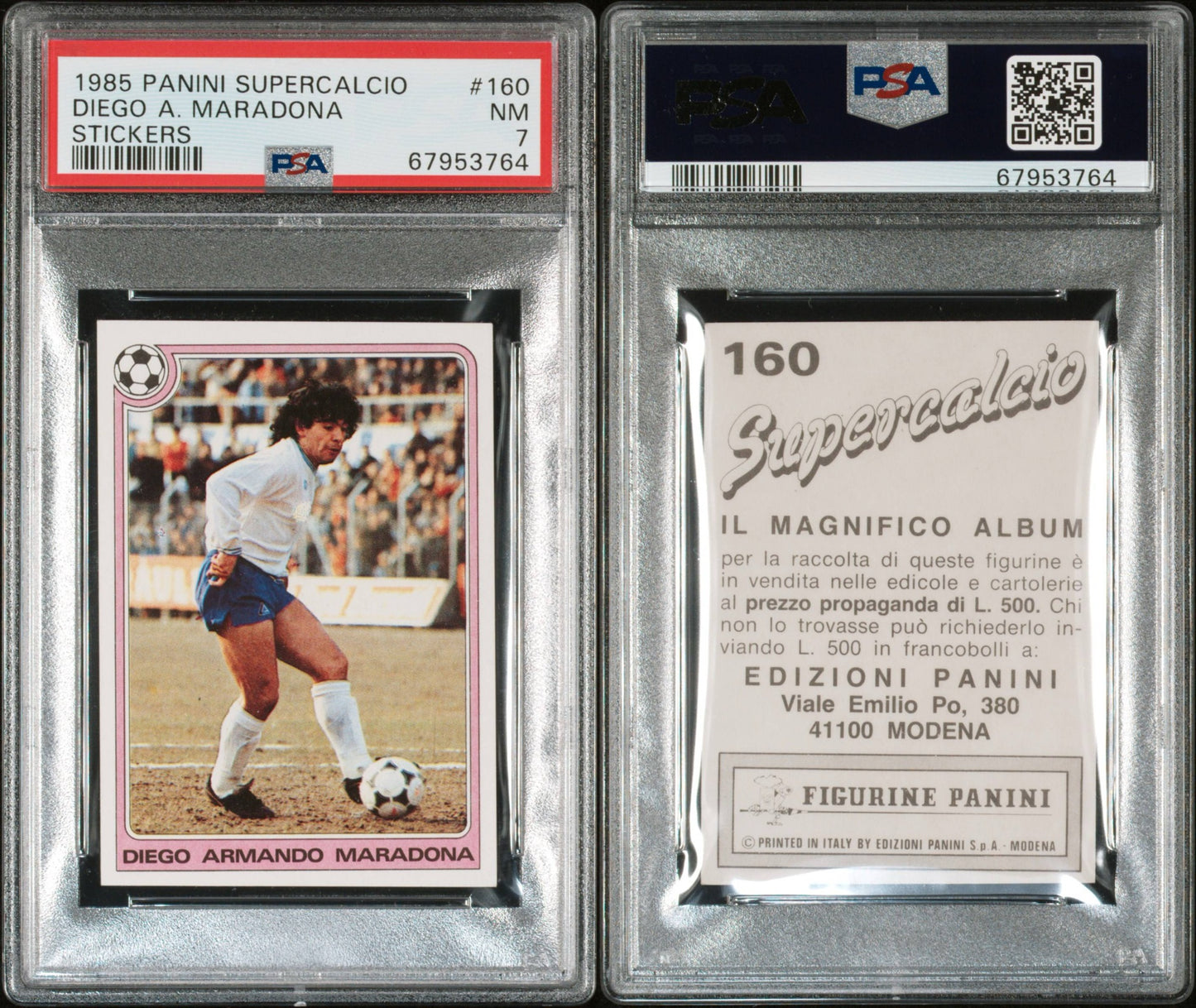1985 Panini Supercalcio Diego A. Maradona PSA 7