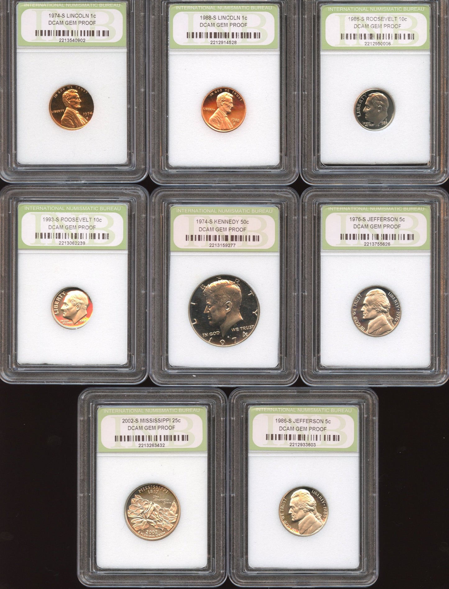 Lot of 8 graded US coins