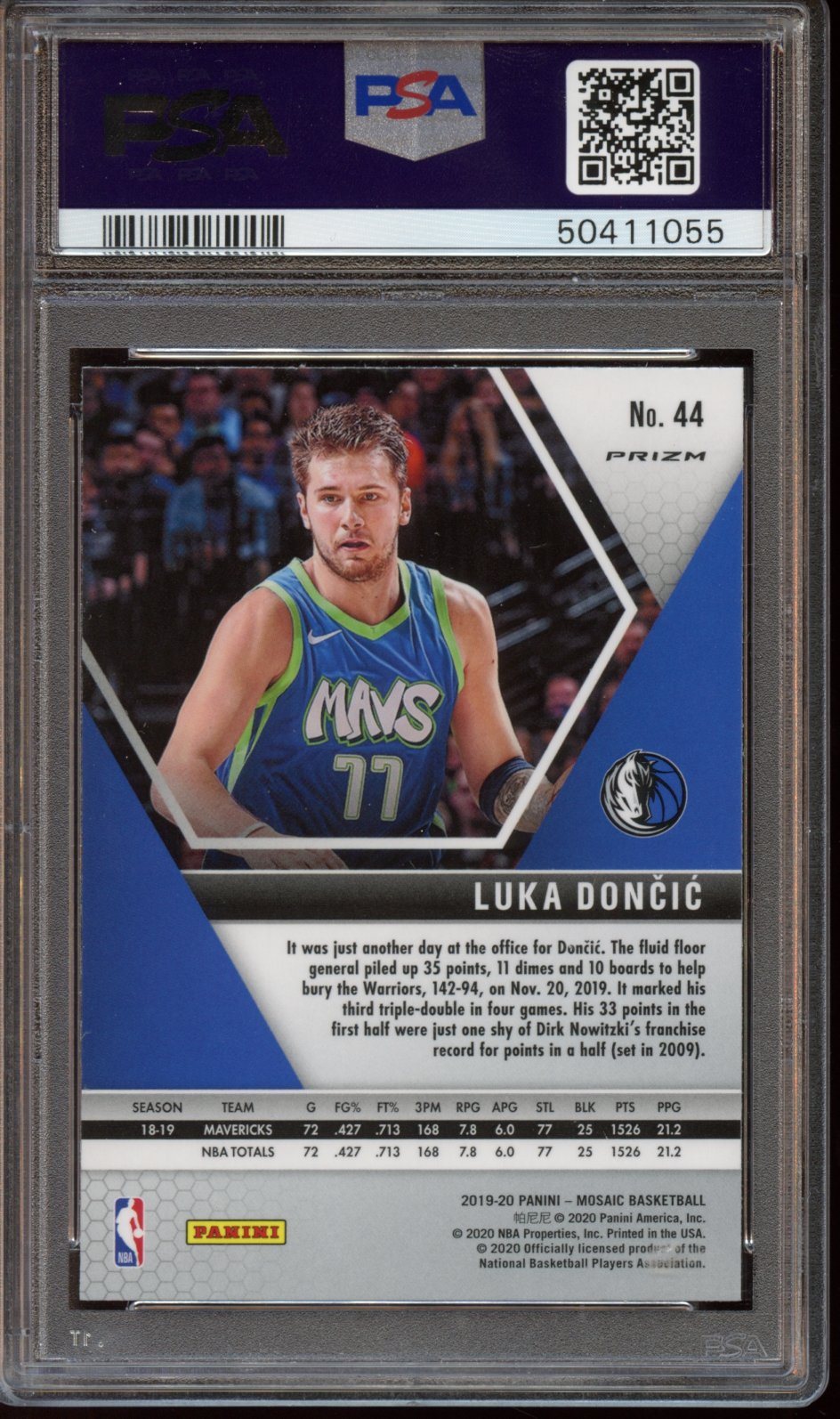 2019 Panini Mosaic Luka Doncic Green Mosaic PSA 10