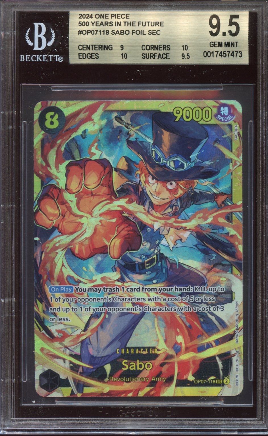 2024 One Piece 500 years in the future Sabo Foil sec BGS 9.5
