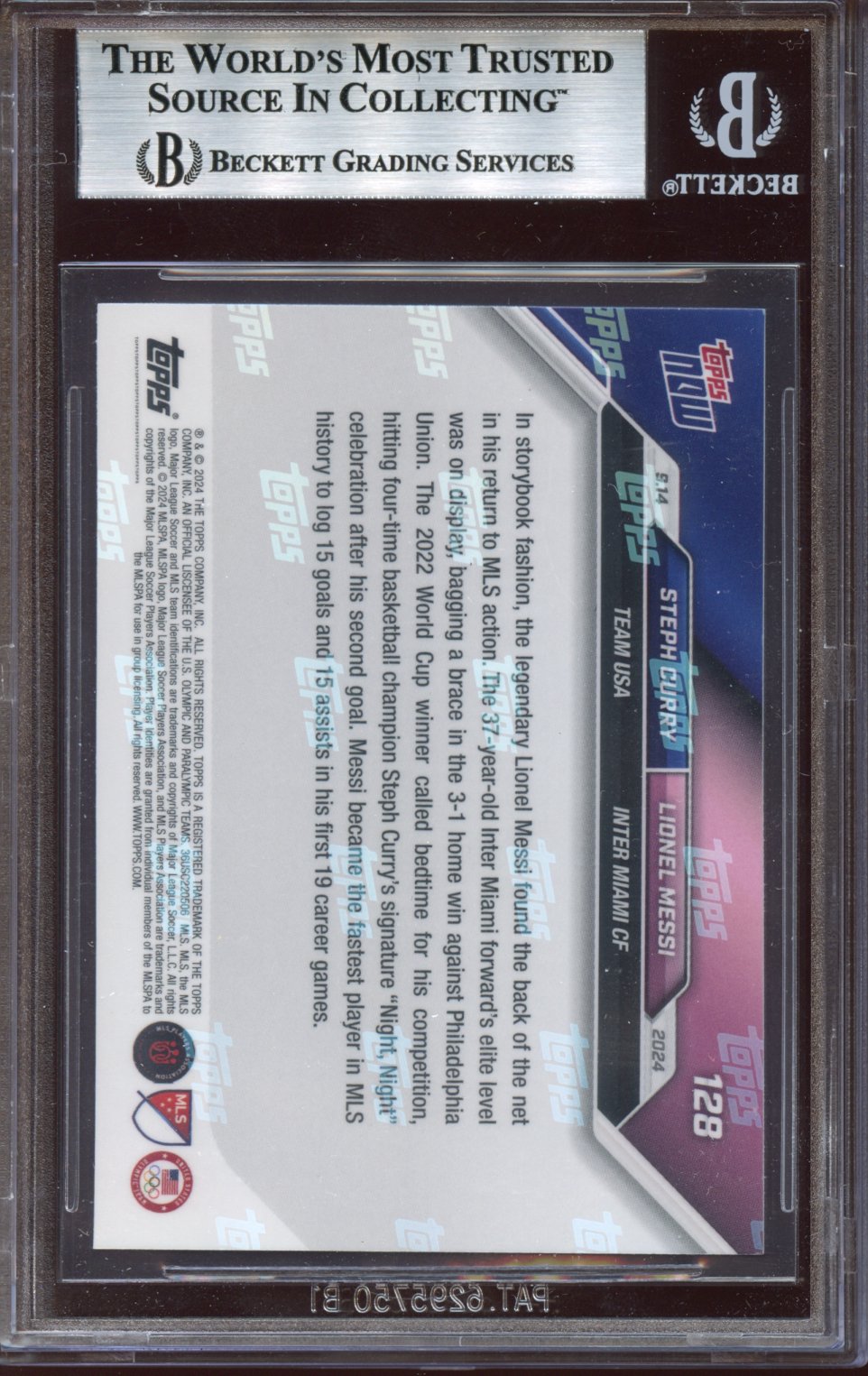 2024 Topps Now MLS Curry/Messi BGS 9