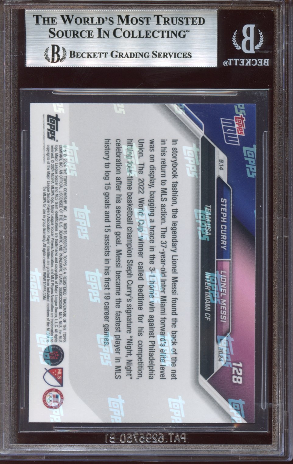 2024 Topps Now MLS Curry/Messi BGS 7