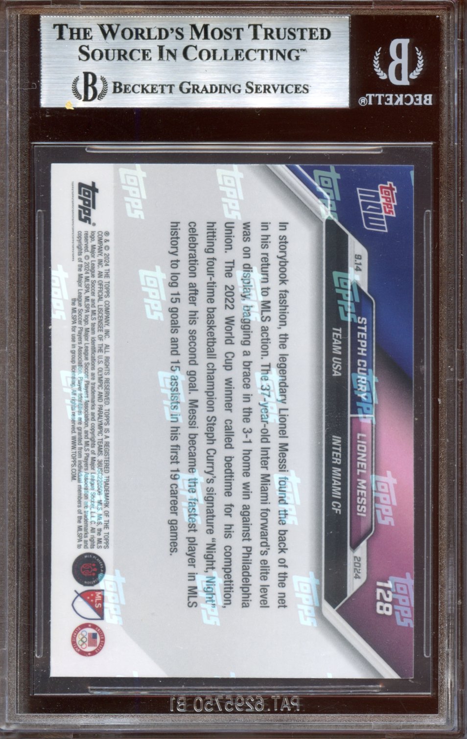 2024 Topps Now MLS Curry/Messi BGS 7.5