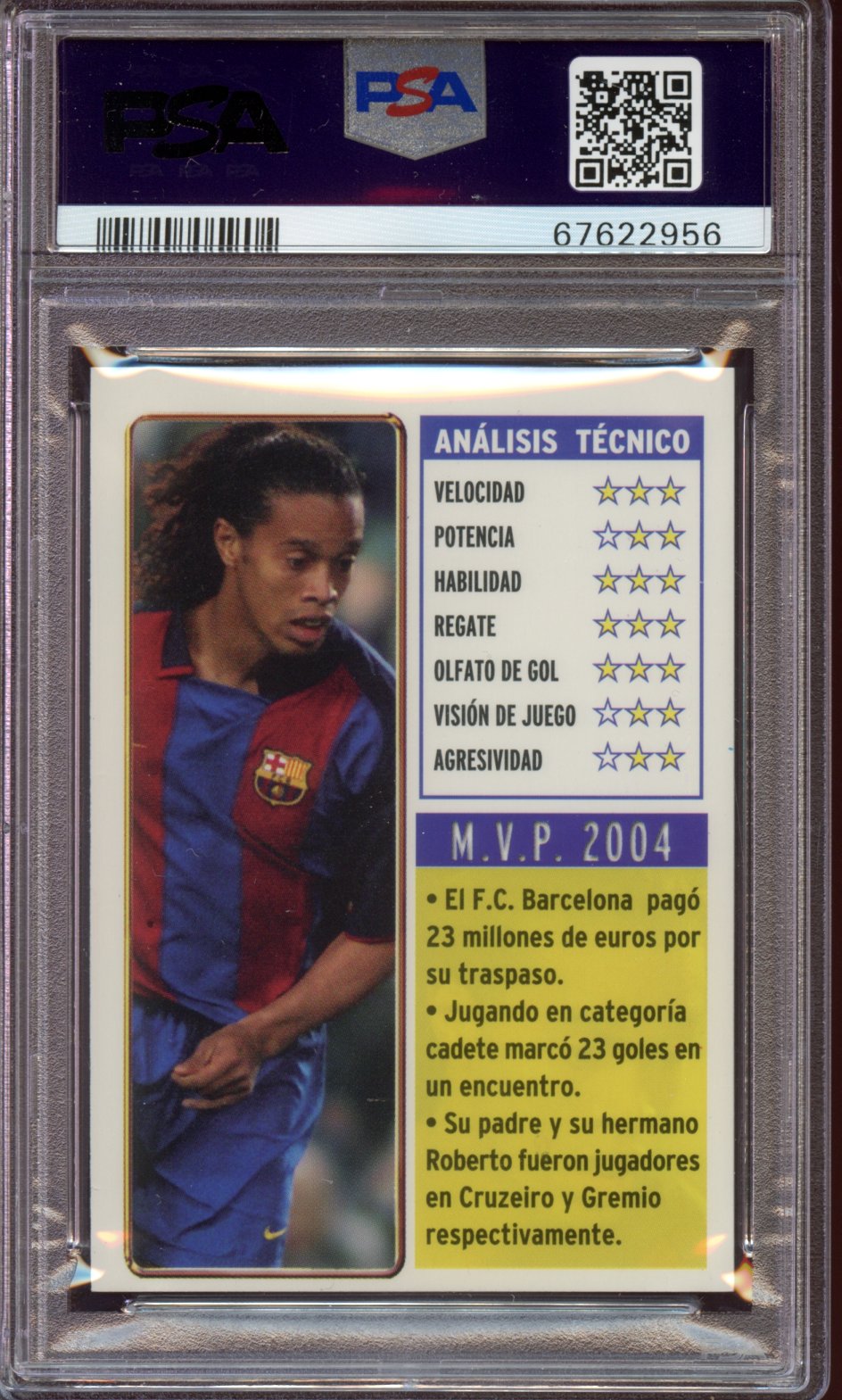 2004 Mundricromo Liga Ronaldinho Foil PSA 8