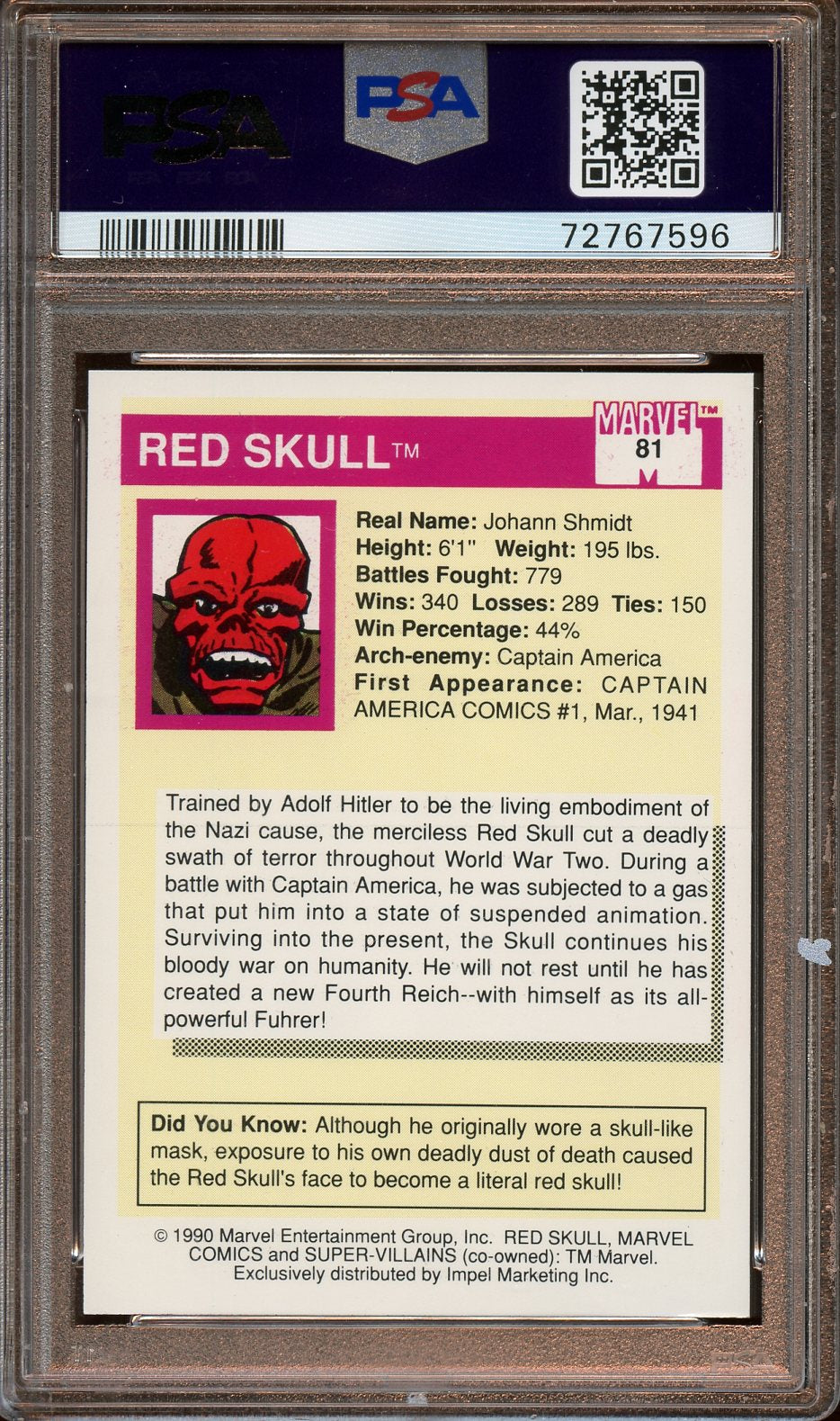 1990 Marvel Universe Red Skull PSA 7