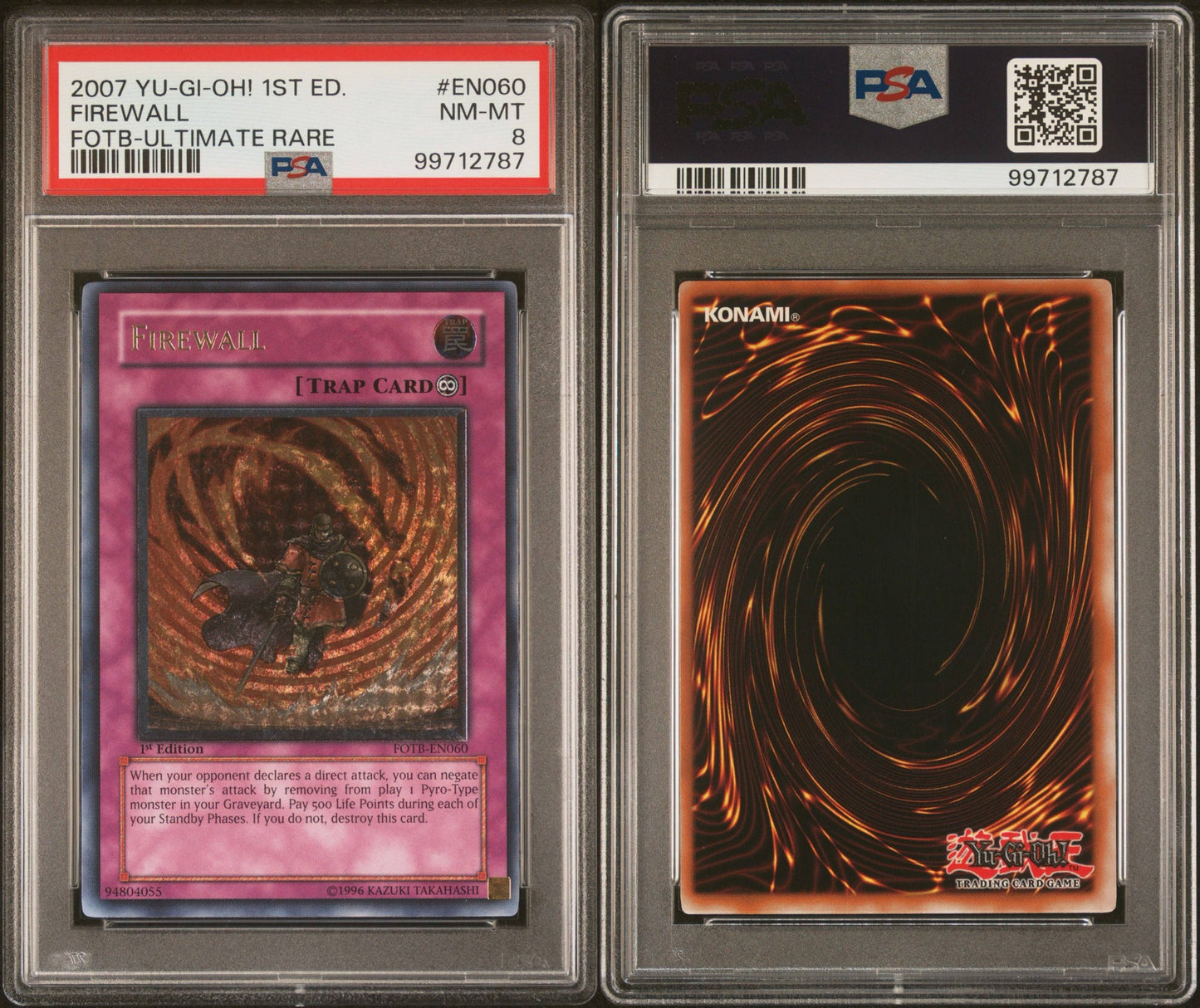 2007 Yu-Gi-Oh FireWall 1st ed. ULTIMATE RARE PSA 8