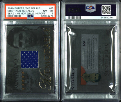 2010 Futera World Football Online Cristiano Ronaldo Patch 259/395 PSA 8