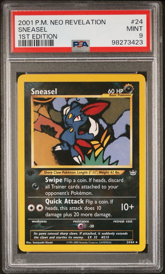 2001 Neo Revelation Sneasel 1st ed PSA 9