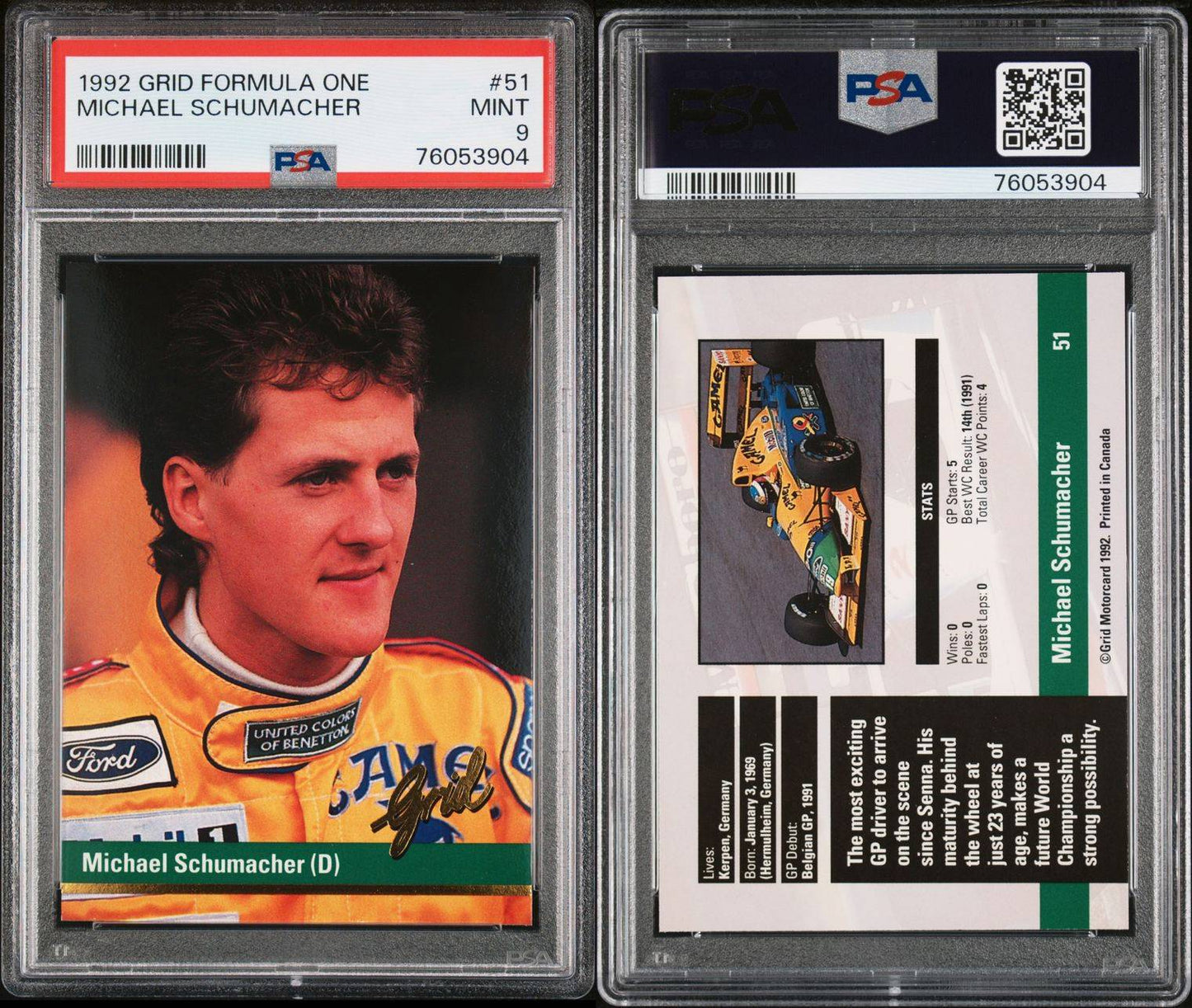 1992 Michael Schumacher ROOKIE PSA 9