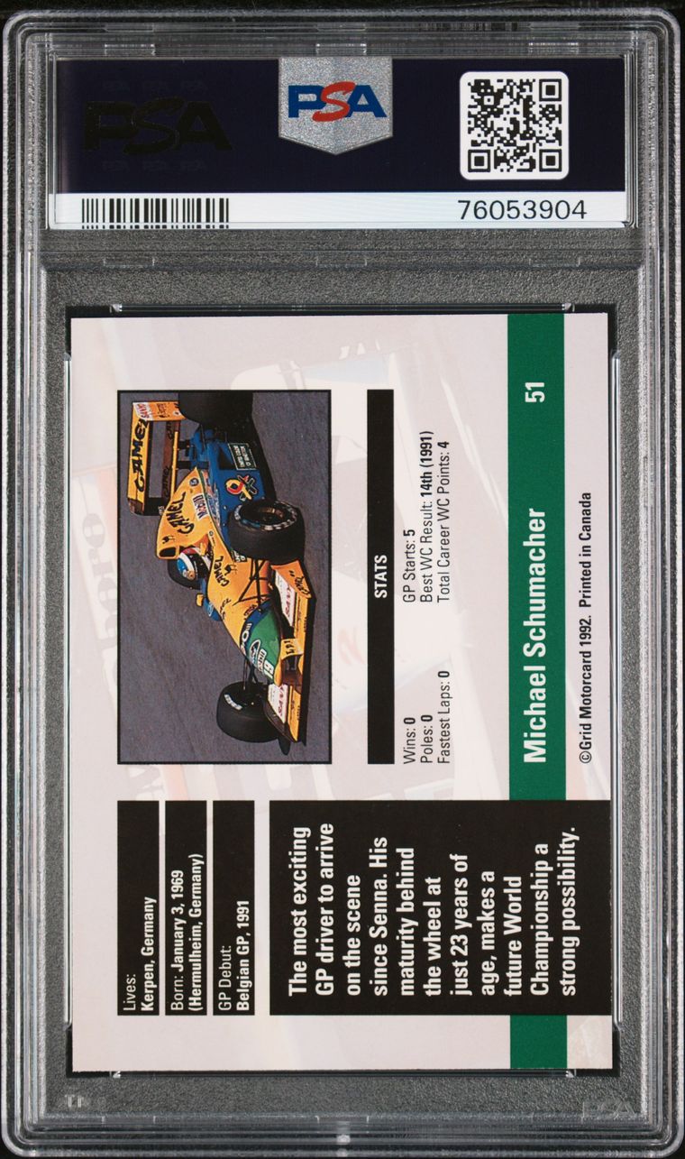 1992 Michael Schumacher ROOKIE PSA 9