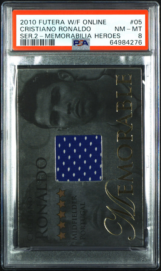 2010 Futera World Football Online Cristiano Ronaldo Patch 259/395 PSA 8