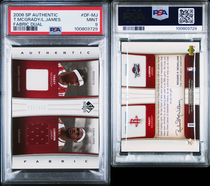 2006 SP Authentic Tracy Mcgrady / Lebron James Fabric Dual Patch 029/100 PSA 9