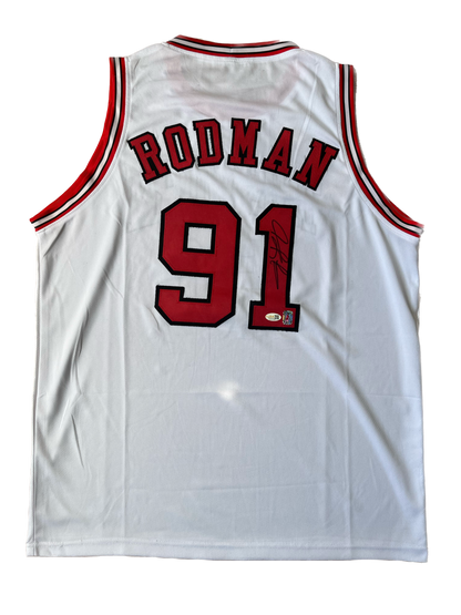 Dennis Rodman #91 signed Bulls Jersey