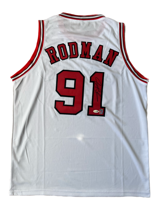 Dennis Rodman #91 signed Bulls Jersey