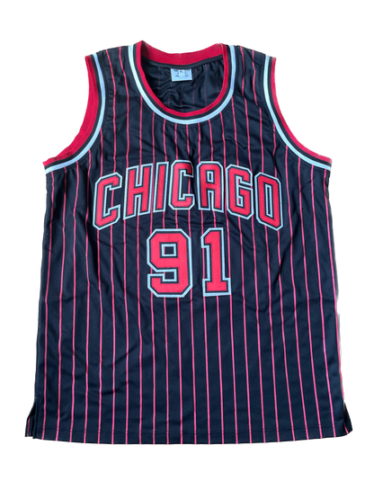 Dennis Rodman #91 signed Bulls Swingman Jersey