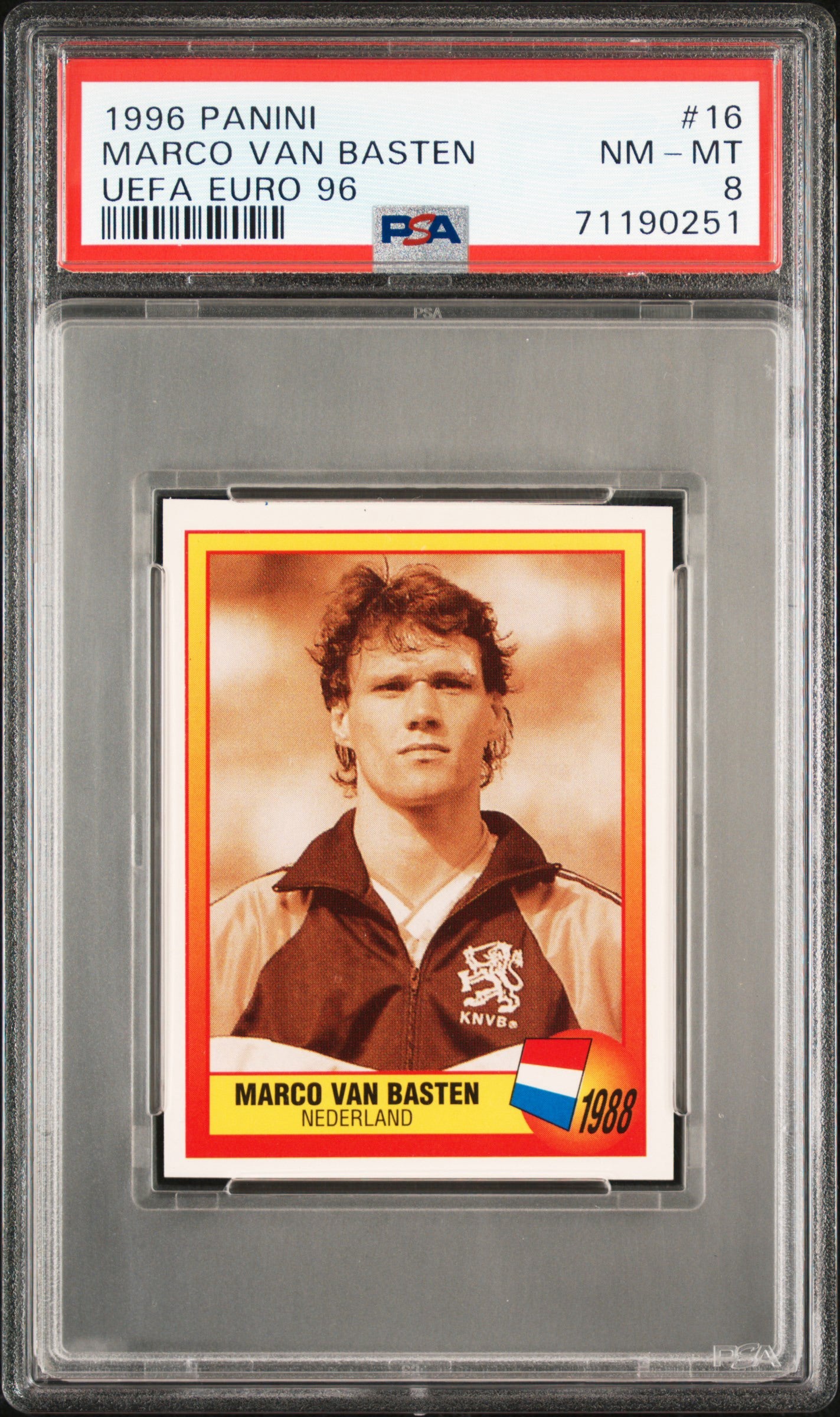 1996 Panini Marco van Basten UEFA EURO 96 PSA 8