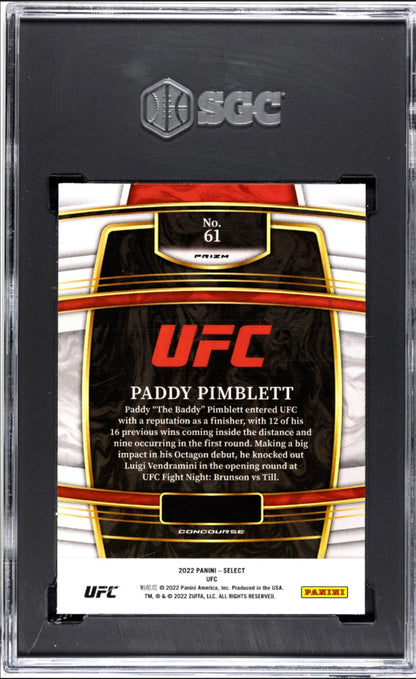 2022 Paddy Pimblett Silver Prizm Panini select UFC SGC 9