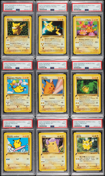 2000 Pokemon World Collection PIKACHU Complete set PSA graded.