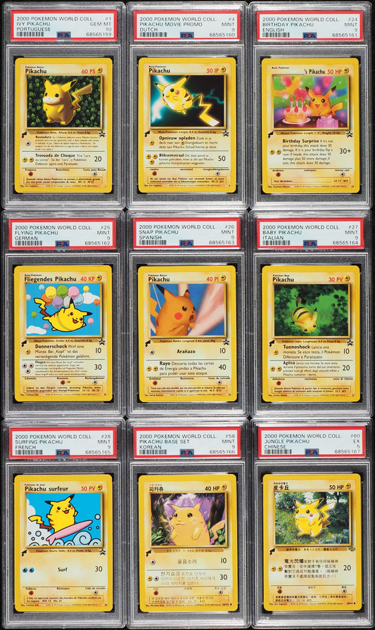 2000 Pokemon World Collection PIKACHU Complete set PSA graded.
