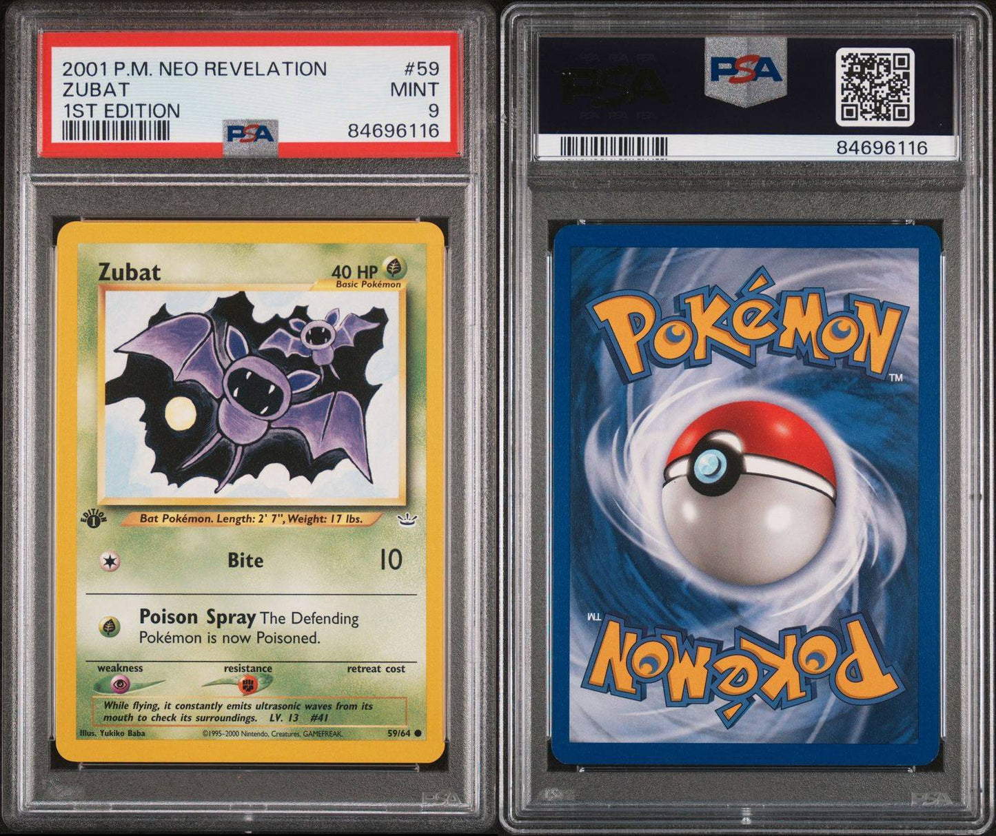 2002 Neo Destiny 1st edition zubat PSA 9