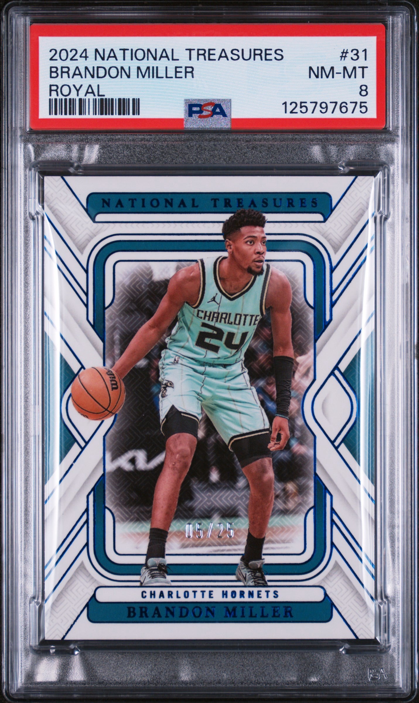 2024 Panini National Treasures Brandon Miller Royal PSA 8