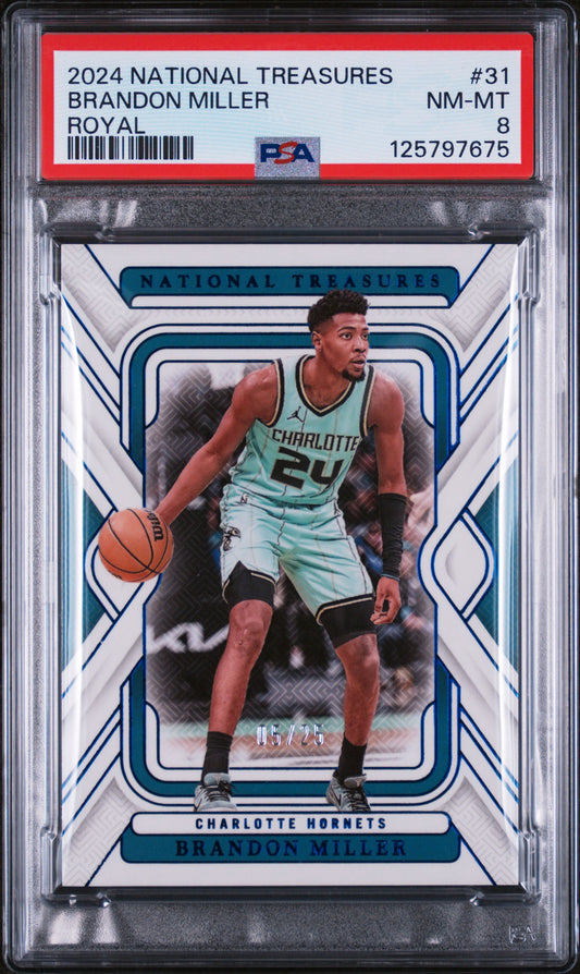 2024 Panini National Treasures Brandon Miller Royal PSA 8